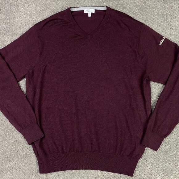 Peter Millar Crown Soft Sweater Men's XL Merino Wool Silk Burgundy V Neck Knit - Picture 1 of 10